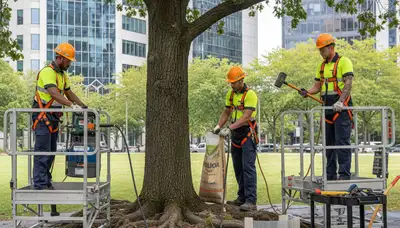 Tacoma, WA tree service crew providing root protection for healthy, stable trees