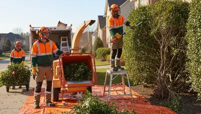 Tacoma, WA tree service crew removing overgrown shrubs for safe clearing