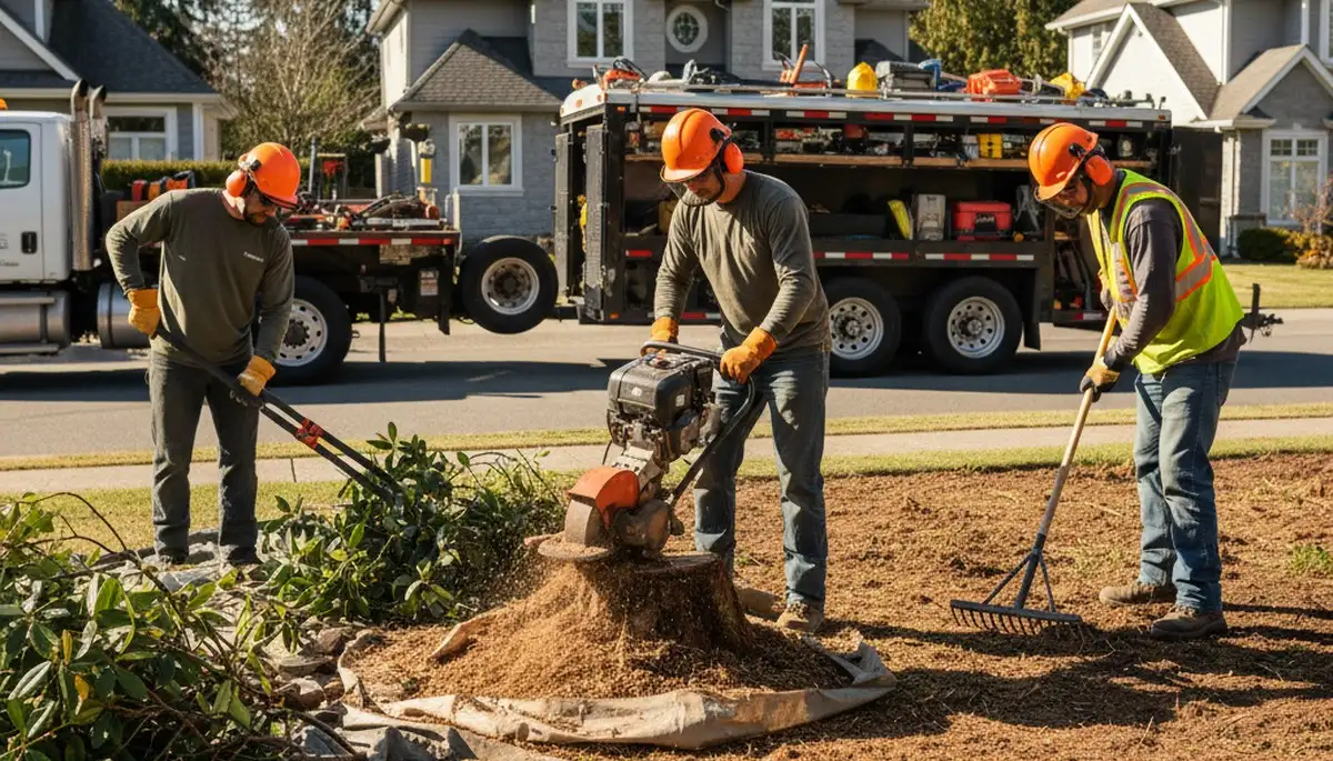 Tacoma, WA tree service crew removing overgrown shrubs for safe, efficient clearing