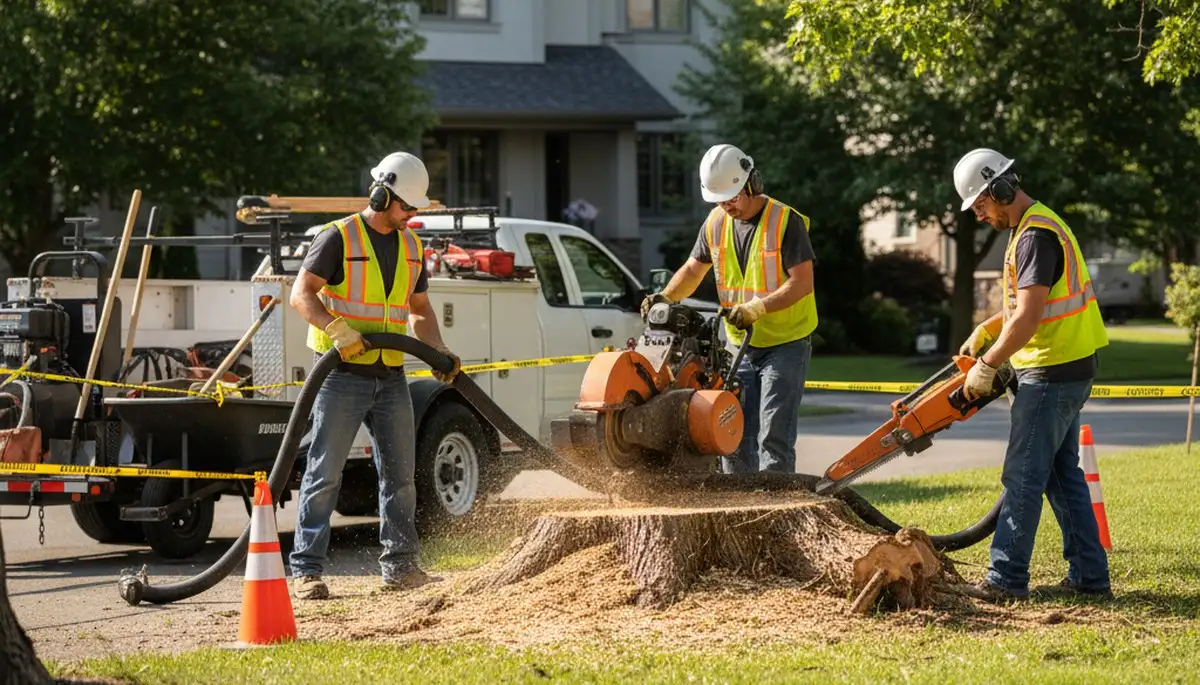 Tacoma, WA stump removal service clearing a yard with professional tree care equipment