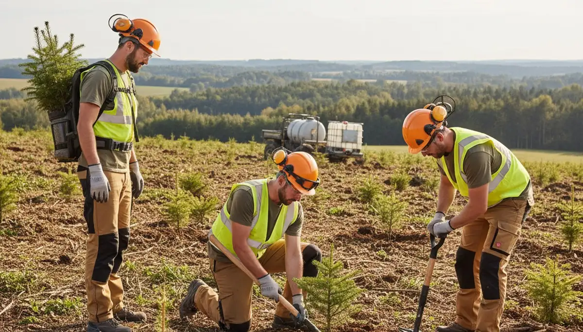 Tacoma, WA arborist planting a tree for a residential landscaping project
