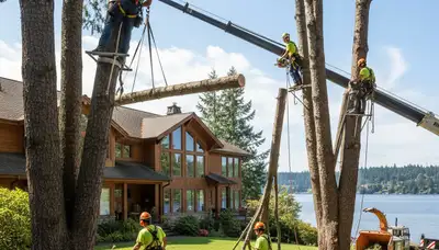 Tree service crew in Tacoma, WA performing professional tree trimming and removal work