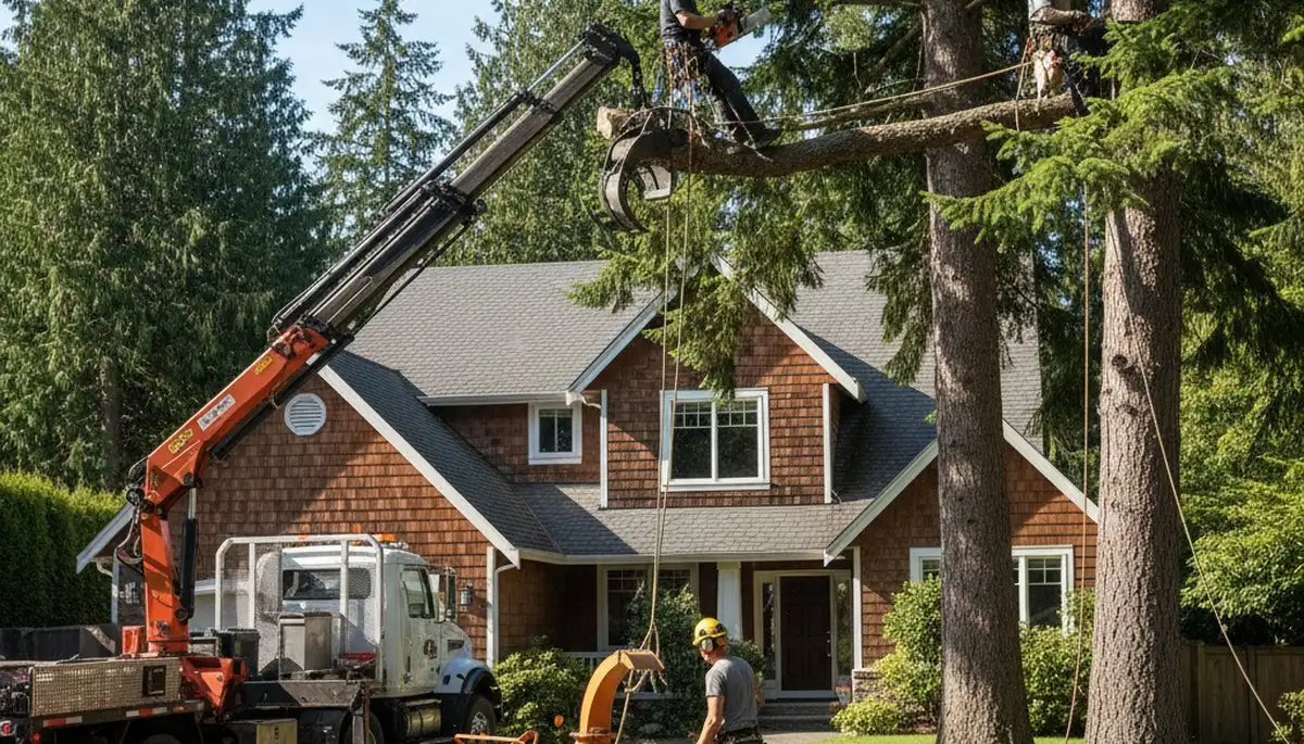 Tree service crew in Tacoma, WA providing professional tree care and removal on a residential property