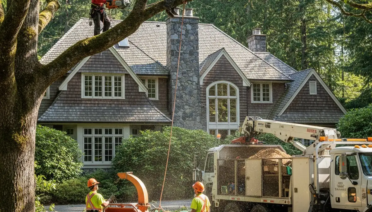 Tacoma WA tree service crew trimming and removing trees for safe property maintenance
