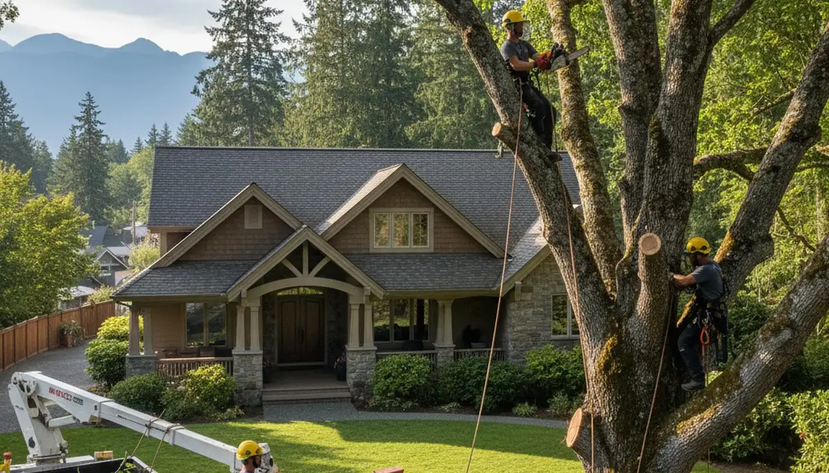 Tree service crew in Tacoma, WA handling tree trimming and removal for local homeowners