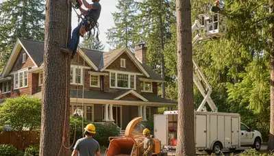 Tree service crew in Tacoma, WA handling professional tree care for local homeowners