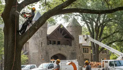 Tree service crew in Tacoma, WA handling professional tree trimming and removal for local homes