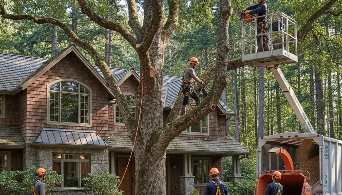 Tree service crew in Tacoma, WA performing professional tree care for a local property
